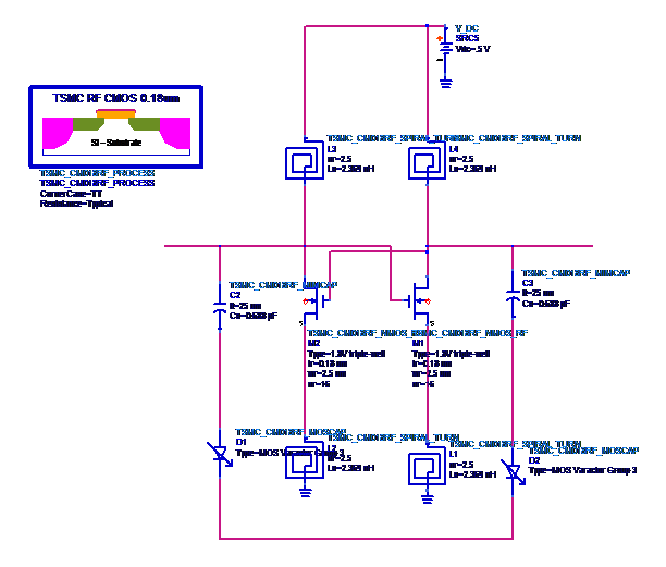 مدار داخلی نوسان ساز کنترل شونده با ولتاژ (VCO)