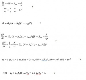 حل عددی معادلات نرخ برای لیزر تک مد با متلب