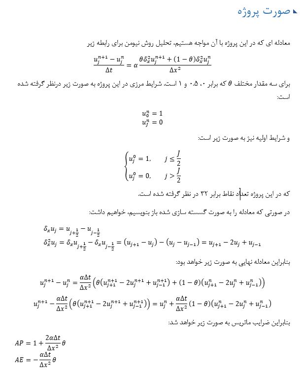 پروژه معادله پخش و روش های عددی و تحلیل روش نیومن با CFD و C++