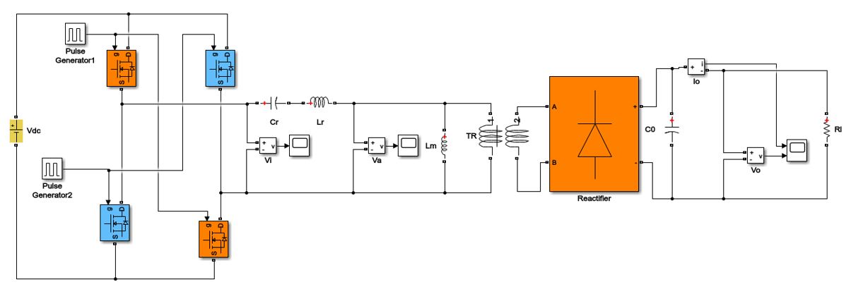 پروژه آموزشی شبیه سازی مبدل LLC رزونانسی متصل به باتری شارژر با متلب